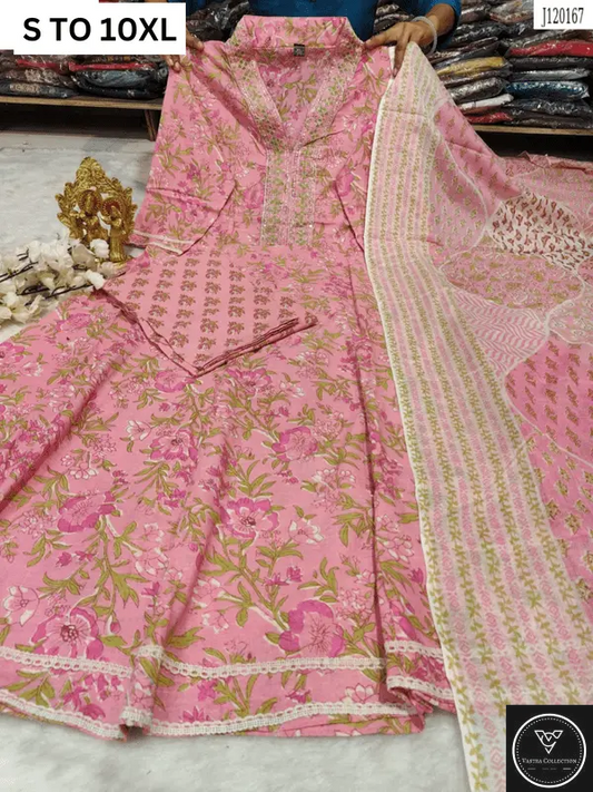 HEAVY ANARKALI KURTA PANT DUPATTA S TO 10XL - DESIGN 19 - VASTRA COLLECTION