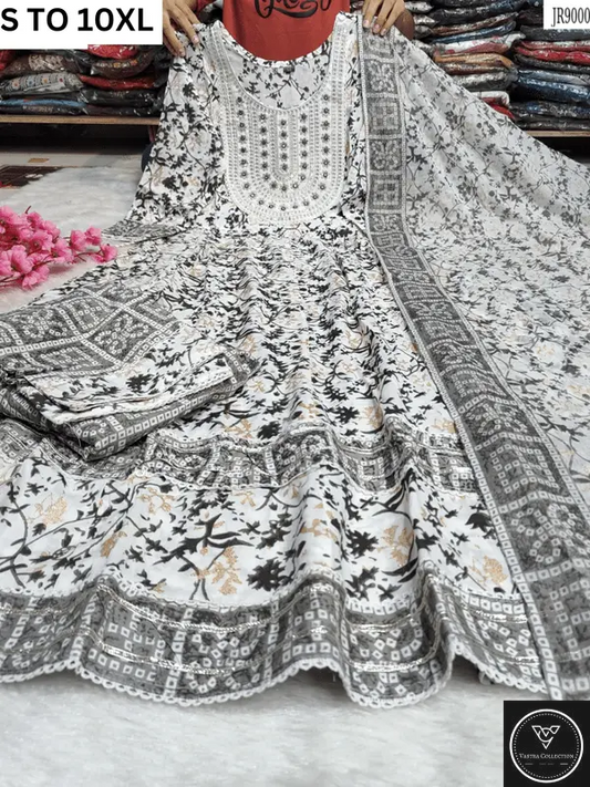 HEAVY ANARKALI KURTA PANT DUPATTA S TO 10XL - DESIGN 2 - VASTRA COLLECTION