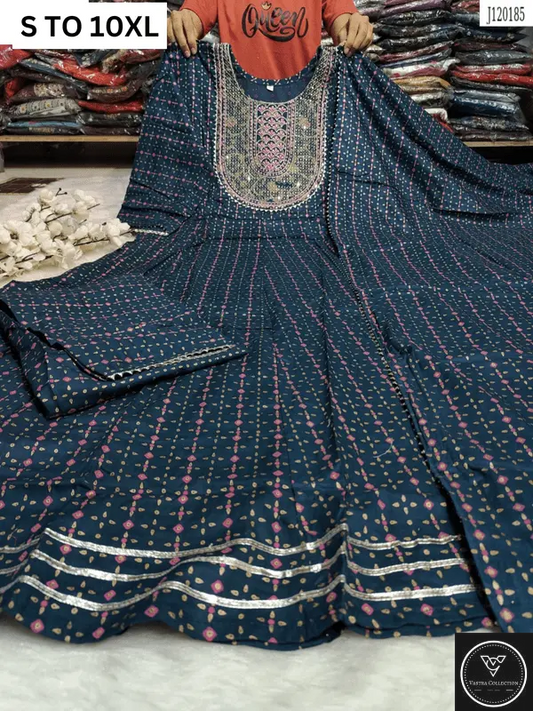 HEAVY ANARKALI KURTA PANT DUPATTA S TO 10XL - DESIGN 21 - VASTRA COLLECTION