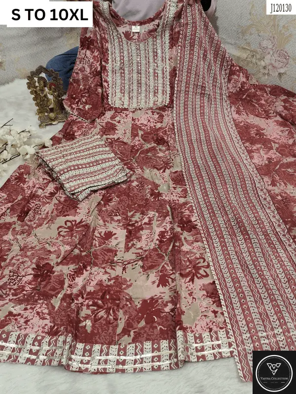 HEAVY ANARKALI KURTA PANT DUPATTA S TO 10XL - DESIGN 23 - VASTRA COLLECTION