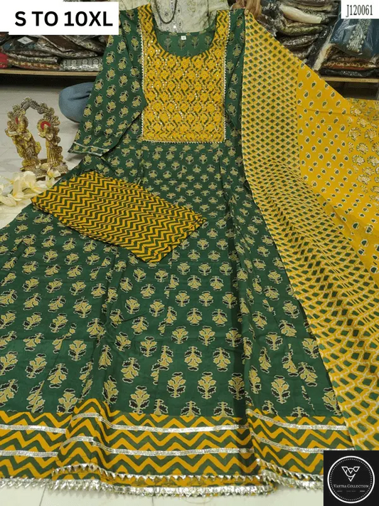 HEAVY ANARKALI KURTA PANT DUPATTA S TO 10XL - DESIGN 24 - VASTRA COLLECTION