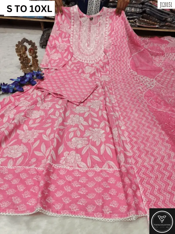 HEAVY ANARKALI KURTA PANT DUPATTA S TO 10XL - DESIGN 26 - VASTRA COLLECTION