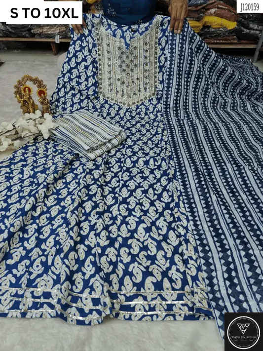 HEAVY ANARKALI KURTA PANT DUPATTA S TO 10XL - DESIGN 27 - VASTRA COLLECTION