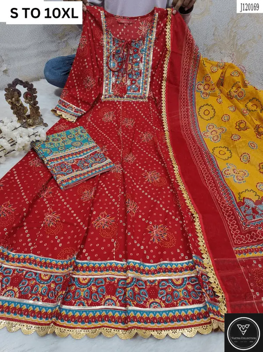 HEAVY ANARKALI KURTA PANT DUPATTA S TO 10XL - DESIGN 28 - VASTRA COLLECTION
