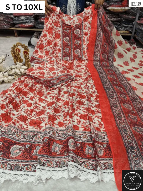 HEAVY ANARKALI KURTA PANT DUPATTA S TO 10XL - DESIGN 29 - VASTRA COLLECTION