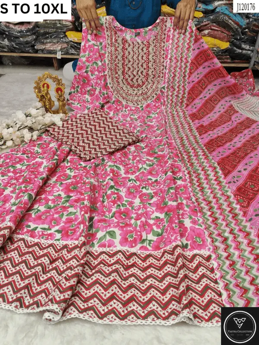HEAVY ANARKALI KURTA PANT DUPATTA S TO 10XL - DESIGN 3 - VASTRA COLLECTION