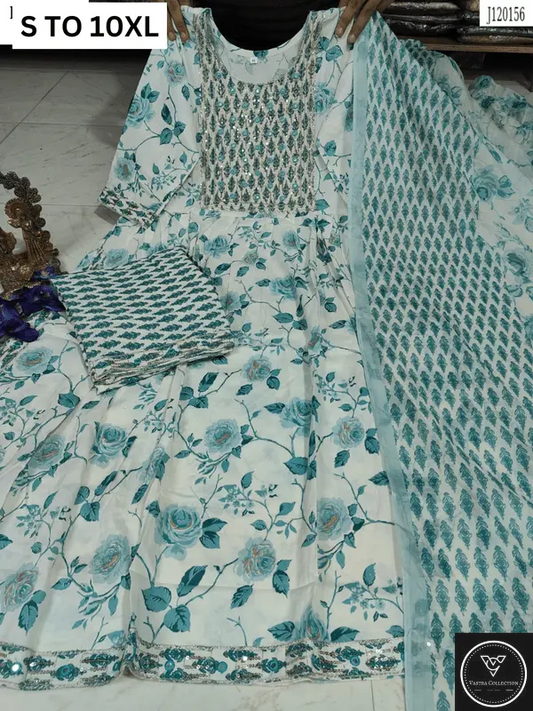 HEAVY ANARKALI KURTA PANT DUPATTA S TO 10XL - DESIGN 30 - VASTRA COLLECTION