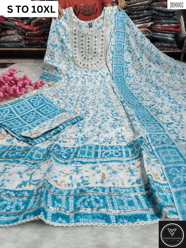 HEAVY ANARKALI KURTA PANT DUPATTA S TO 10XL - DESIGN 35 - VASTRA COLLECTION