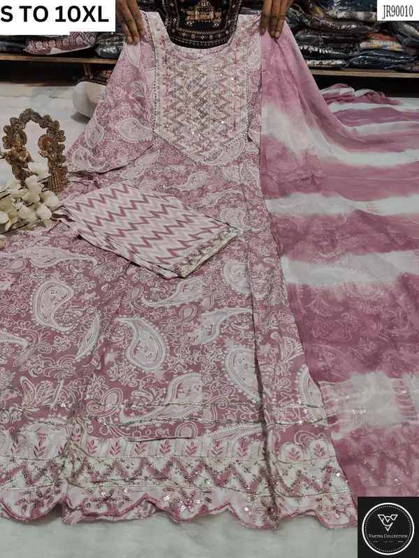 HEAVY ANARKALI KURTA PANT DUPATTA S TO 10XL - DESIGN 37 - VASTRA COLLECTION