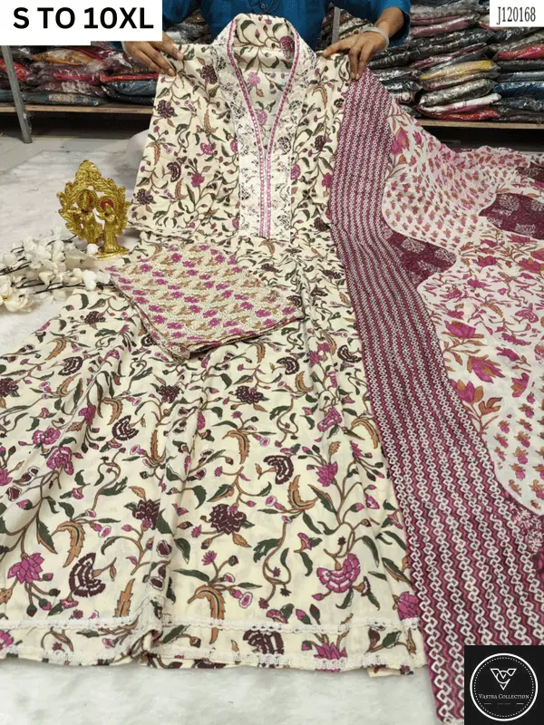 HEAVY ANARKALI KURTA PANT DUPATTA S TO 10XL - DESIGN 5 - VASTRA COLLECTION