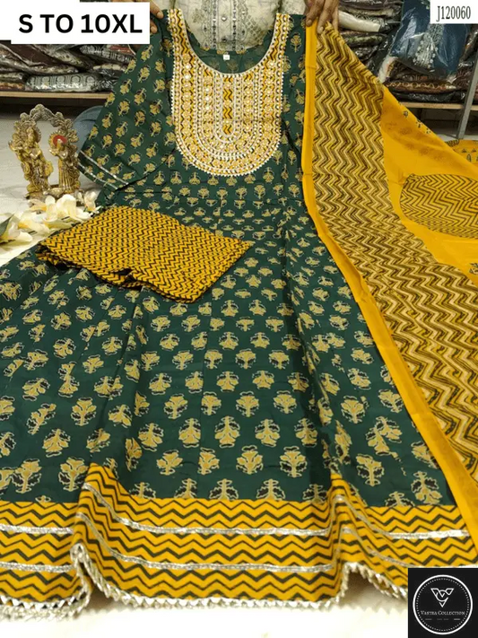 HEAVY ANARKALI KURTA PANT DUPATTA S TO 10XL - DESIGN 8 - VASTRA COLLECTION