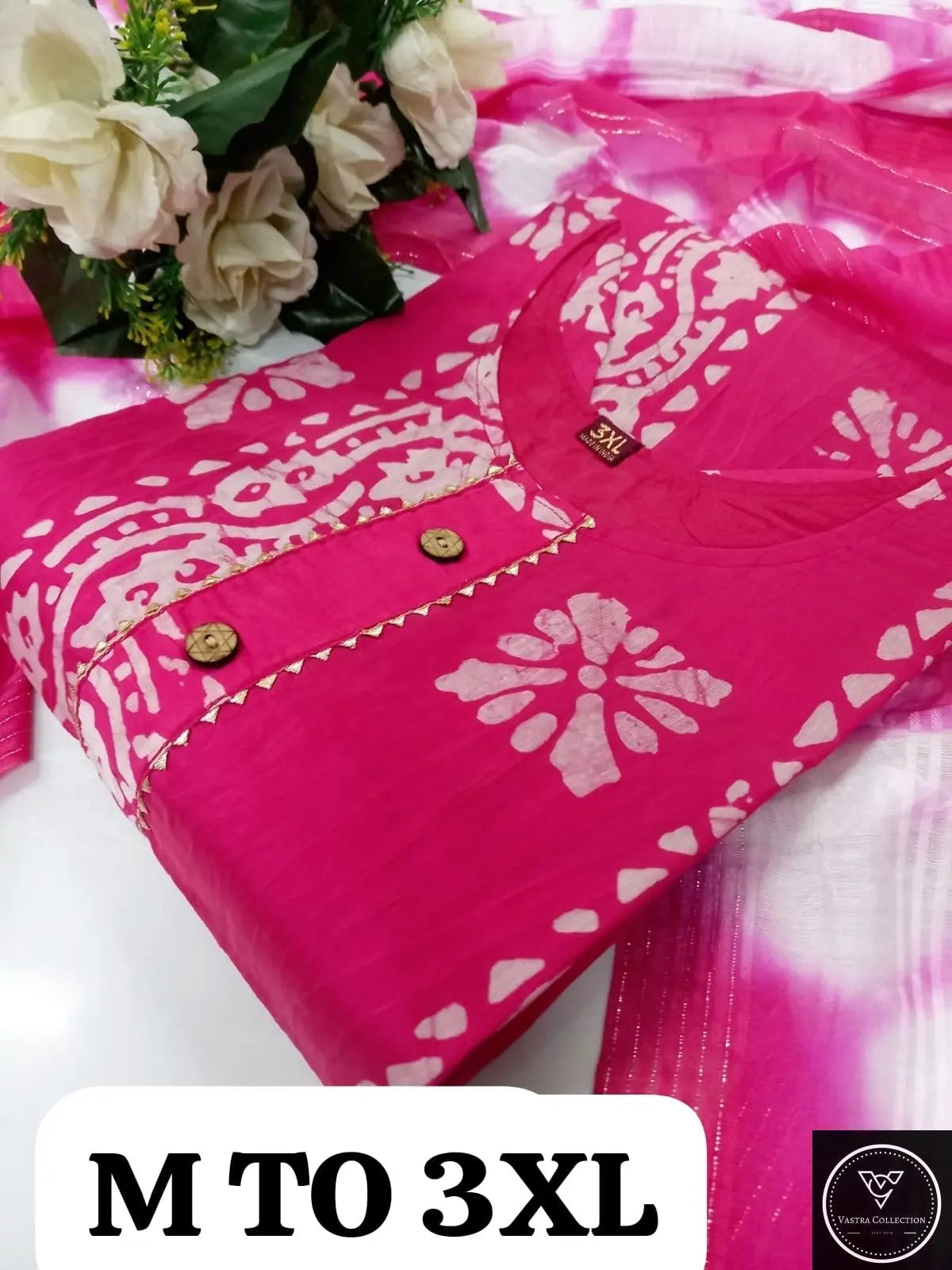 HEAVY MUSLIN COTTON SOFT KURTA DUPATTA S TO 3XL - VASTRA COLLECTION