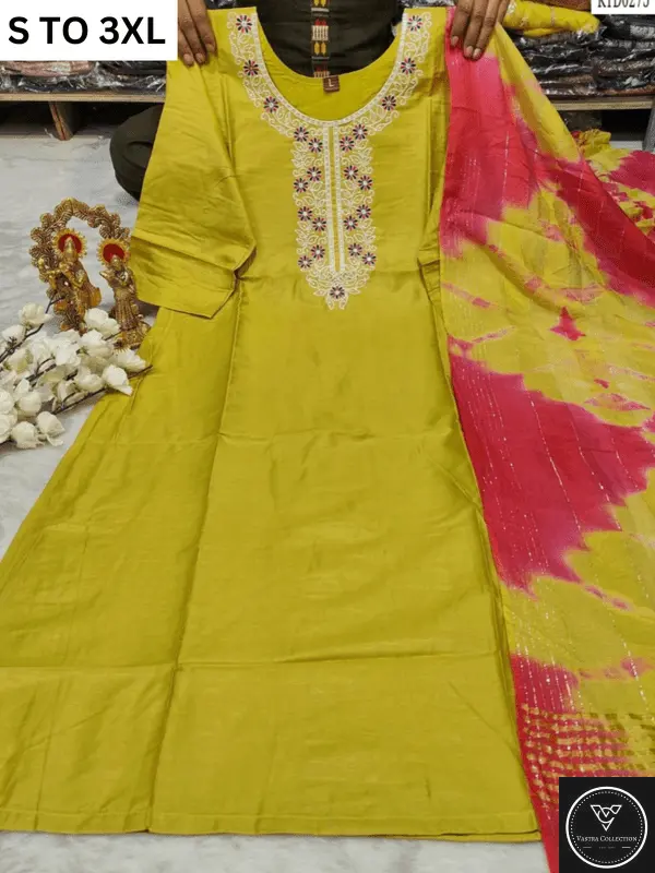 HEAVY MUSLIN COTTON SOFT KURTA DUPATTA S TO 3XL - DESIGN 10 - VASTRA COLLECTION