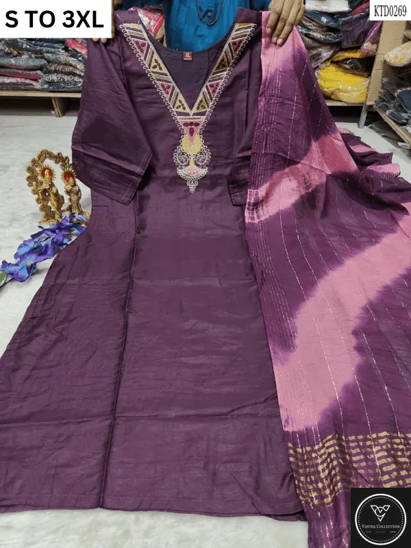 HEAVY MUSLIN COTTON SOFT KURTA DUPATTA S TO 3XL - DESIGN 11 - VASTRA COLLECTION