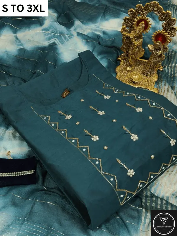 HEAVY MUSLIN COTTON SOFT KURTA DUPATTA S TO 3XL - DESIGN 20 - VASTRA COLLECTION