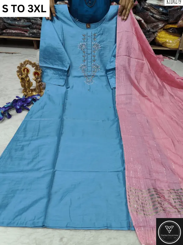 HEAVY MUSLIN COTTON SOFT KURTA DUPATTA S TO 3XL - DESIGN 21 - VASTRA COLLECTION