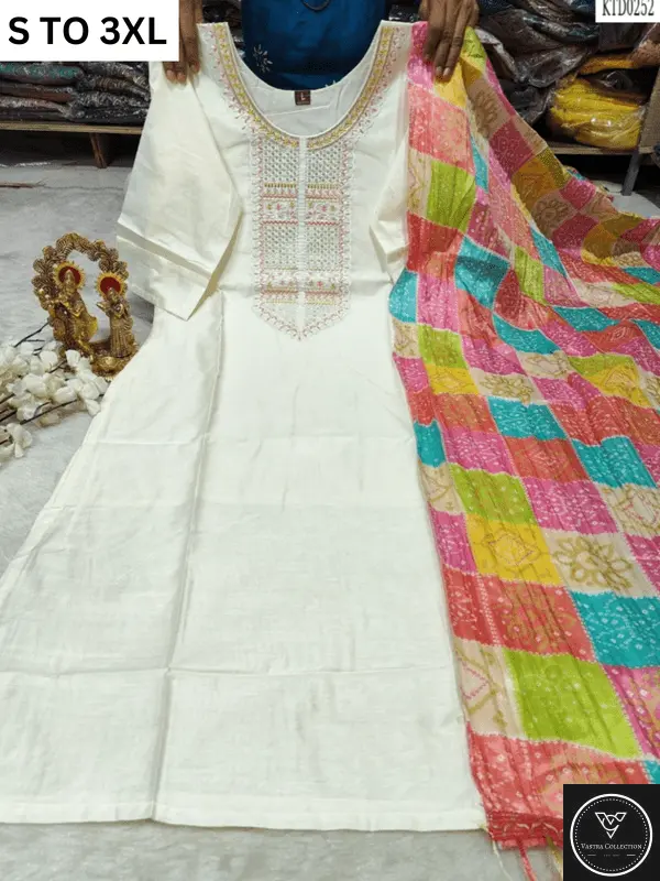 HEAVY MUSLIN COTTON SOFT KURTA DUPATTA S TO 3XL - DESIGN 24 - VASTRA COLLECTION