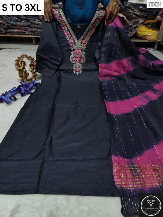 HEAVY MUSLIN COTTON SOFT KURTA DUPATTA S TO 3XL - DESIGN 25 - VASTRA COLLECTION