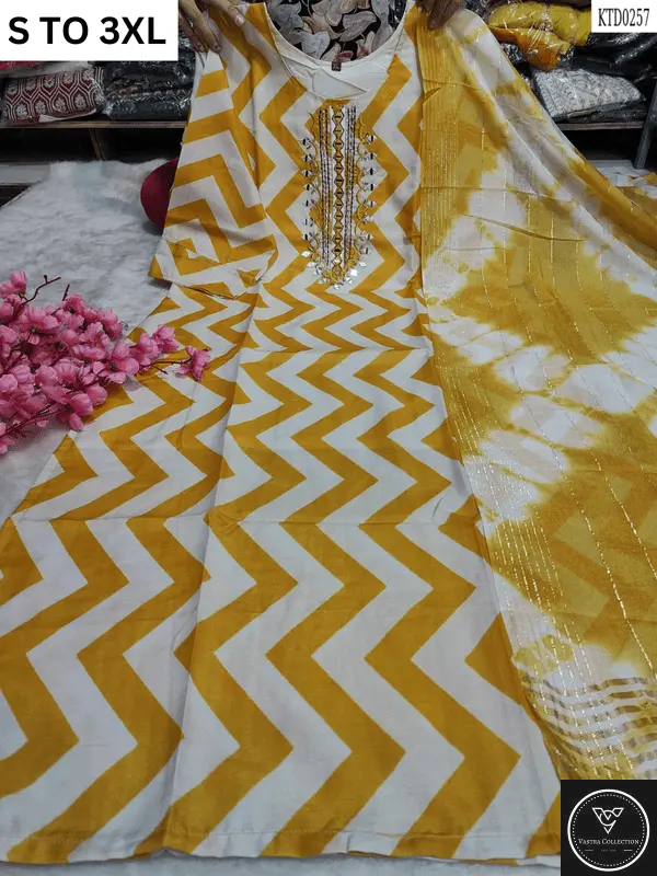 HEAVY MUSLIN COTTON SOFT KURTA DUPATTA S TO 3XL - DESIGN 27 - VASTRA COLLECTION