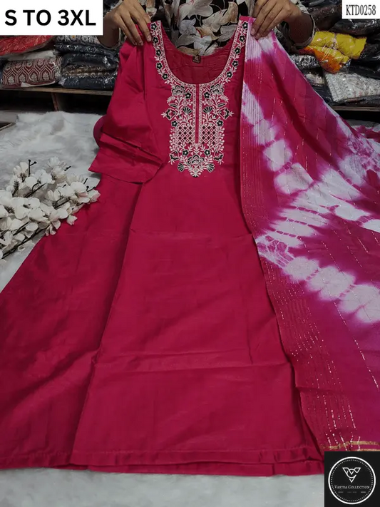 HEAVY MUSLIN COTTON SOFT KURTA DUPATTA S TO 3XL - DESIGN 28 - VASTRA COLLECTION