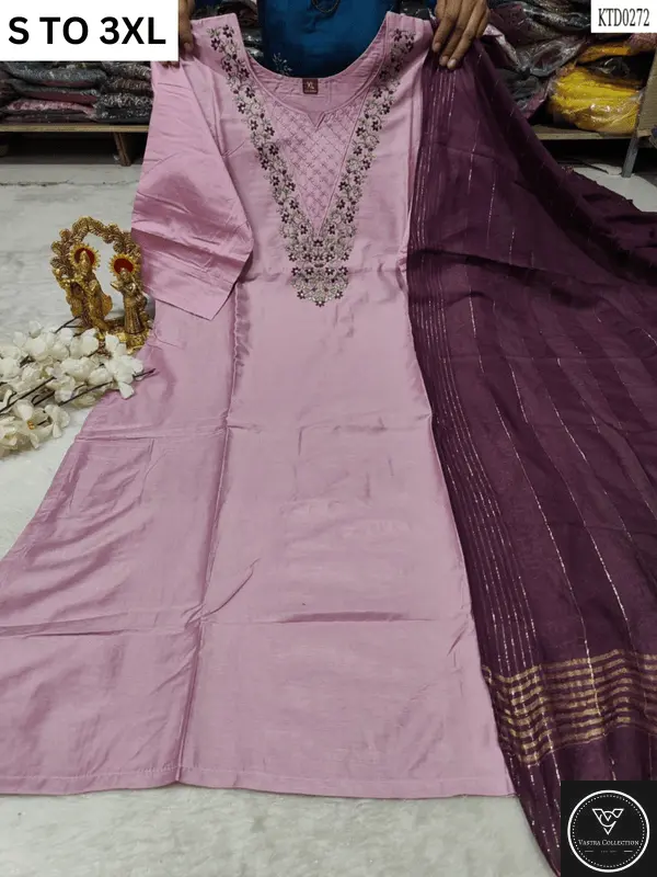 HEAVY MUSLIN COTTON SOFT KURTA DUPATTA S TO 3XL - DESIGN 31 - VASTRA COLLECTION