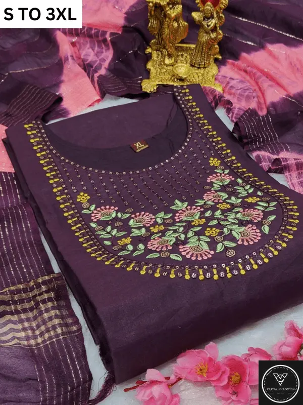 HEAVY MUSLIN COTTON SOFT KURTA DUPATTA S TO 3XL - DESIGN 41 - VASTRA COLLECTION