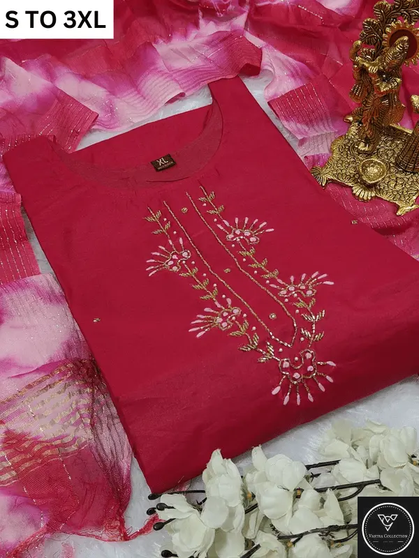 HEAVY MUSLIN COTTON SOFT KURTA DUPATTA S TO 3XL - DESIGN 42 - VASTRA COLLECTION