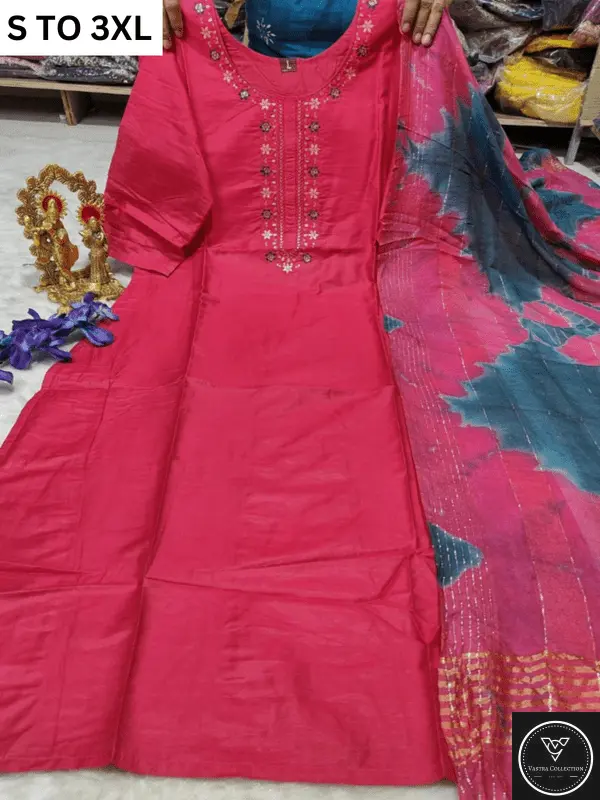 HEAVY MUSLIN COTTON SOFT KURTA DUPATTA S TO 3XL - DESIGN 48 - VASTRA COLLECTION