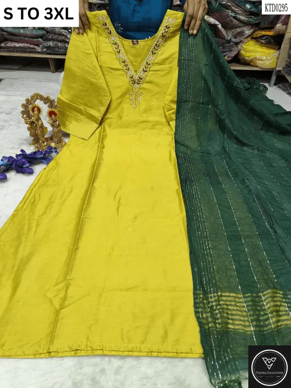 HEAVY MUSLIN COTTON SOFT KURTA DUPATTA S TO 3XL - DESIGN 5 - VASTRA COLLECTION