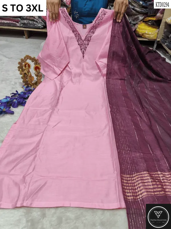 HEAVY MUSLIN COTTON SOFT KURTA DUPATTA S TO 3XL - DESIGN 6 - VASTRA COLLECTION